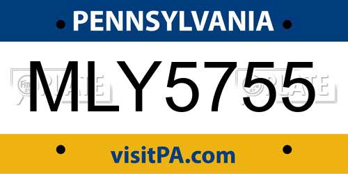 MLY5755 Pennsylvania License Plate