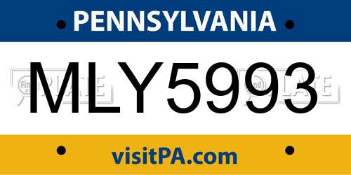 MLY5993 Pennsylvania License Plate