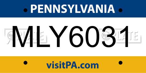 MLY6031 Pennsylvania License Plate