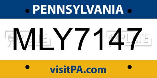 MLY7147 Pennsylvania License Plate
