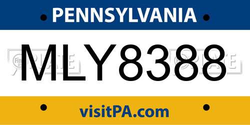 MLY8388 Pennsylvania License Plate