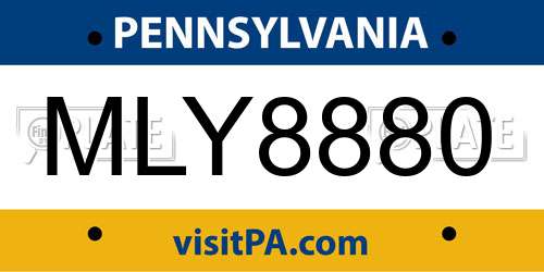 MLY8880 Pennsylvania License Plate
