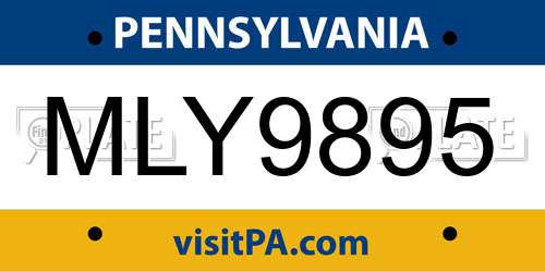 MLY9895 Pennsylvania License Plate