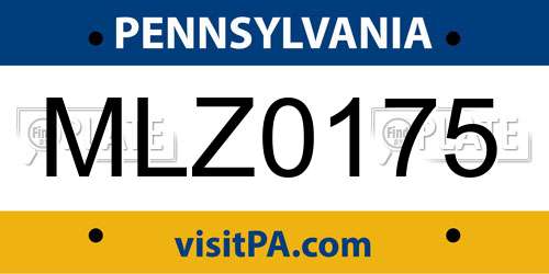 MLZ0175 Pennsylvania License Plate