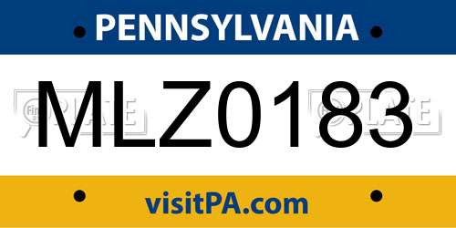MLZ0183 Pennsylvania License Plate