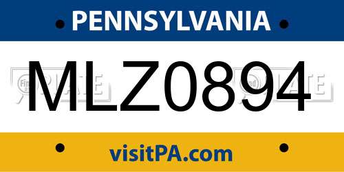 MLZ0894 Pennsylvania License Plate