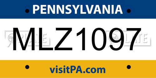 MLZ1097 Pennsylvania License Plate