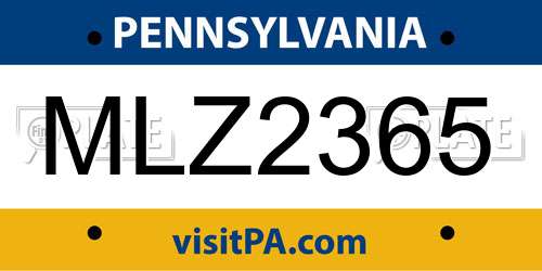 MLZ2365 Pennsylvania License Plate