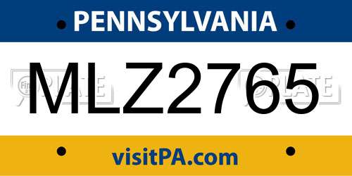 MLZ2765 Pennsylvania License Plate