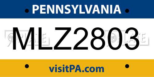MLZ2803 Pennsylvania License Plate
