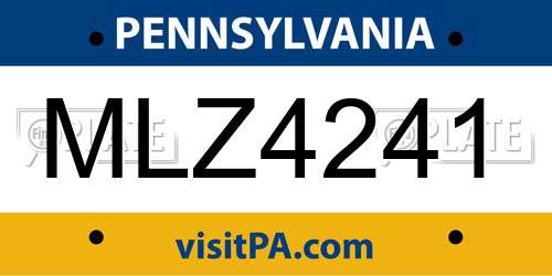 MLZ4241 Pennsylvania License Plate