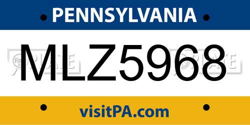 MLZ5968 Pennsylvania License Plate