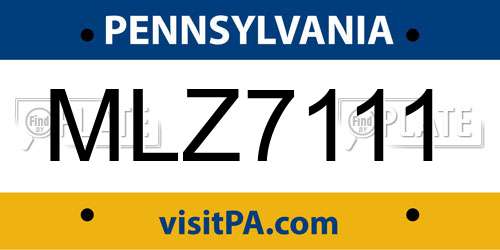 MLZ7111 Pennsylvania License Plate