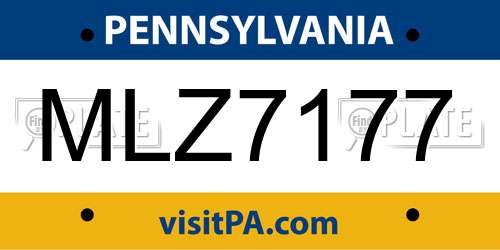 MLZ7177 Pennsylvania License Plate