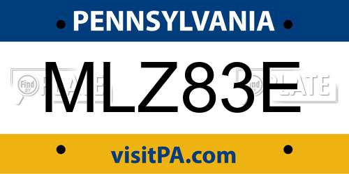 MLZ83E Pennsylvania License Plate