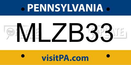 MLZB33 Pennsylvania License Plate
