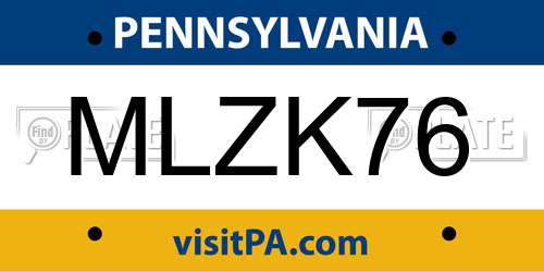 MLZK76 Pennsylvania License Plate