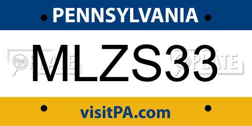 MLZS33 Pennsylvania License Plate