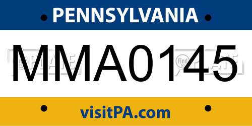 MMA0145 Pennsylvania License Plate