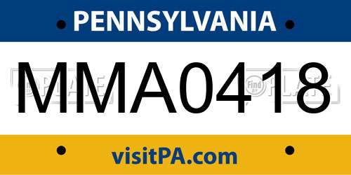 MMA0418 Pennsylvania License Plate