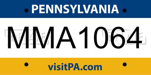 MMA1064 Pennsylvania License Plate