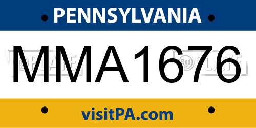 MMA1676 Pennsylvania License Plate