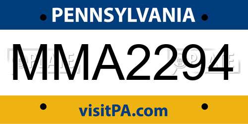 MMA2294 Pennsylvania License Plate