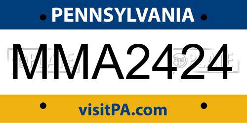 MMA2424 Pennsylvania License Plate