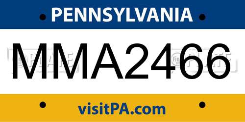 MMA2466 Pennsylvania License Plate