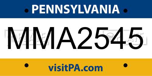 MMA2545 Pennsylvania License Plate