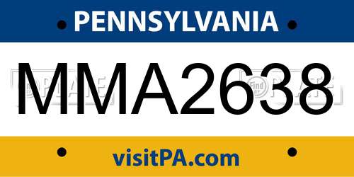 MMA2638 Pennsylvania License Plate