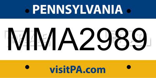 MMA2989 Pennsylvania License Plate