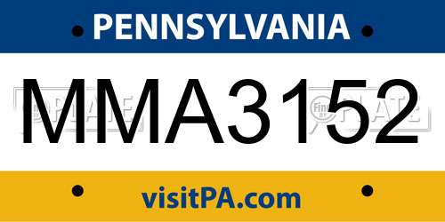 MMA3152 Pennsylvania License Plate