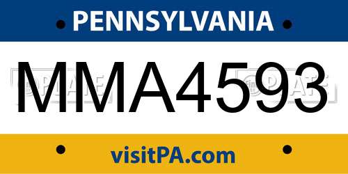 MMA4593 Pennsylvania License Plate