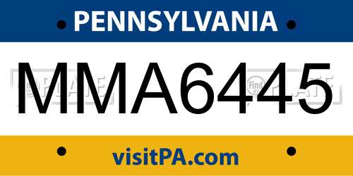MMA6445 Pennsylvania License Plate