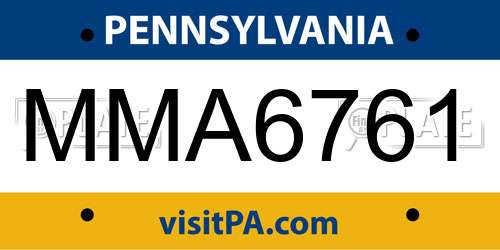 MMA6761 Pennsylvania License Plate