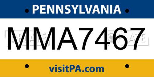 MMA7467 Pennsylvania License Plate
