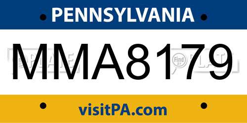 MMA8179 Pennsylvania License Plate