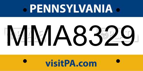 MMA8329 Pennsylvania License Plate