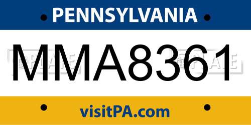 MMA8361 Pennsylvania License Plate