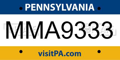 MMA9333 Pennsylvania License Plate