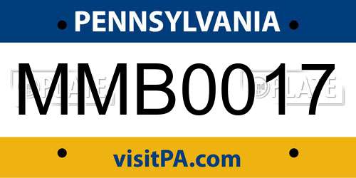 MMB0017 Pennsylvania License Plate