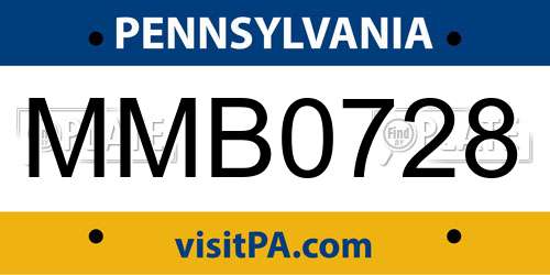 MMB0728 Pennsylvania License Plate
