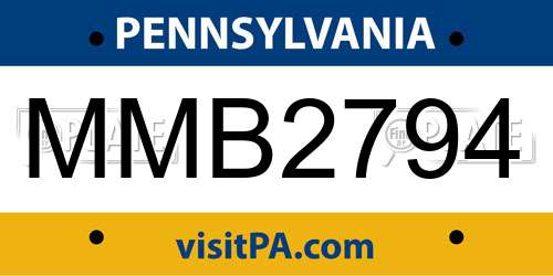 MMB2794 Pennsylvania License Plate