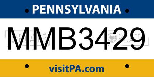MMB3429 Pennsylvania License Plate