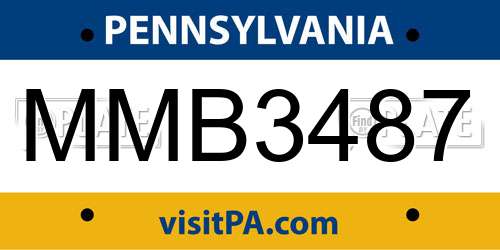 MMB3487 Pennsylvania License Plate