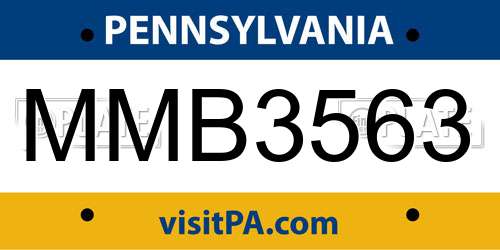 MMB3563 Pennsylvania License Plate