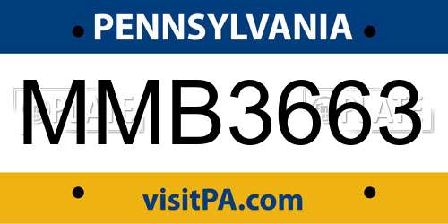 MMB3663 Pennsylvania License Plate