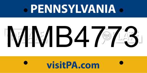 MMB4773 Pennsylvania License Plate