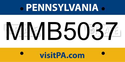 MMB5037 Pennsylvania License Plate